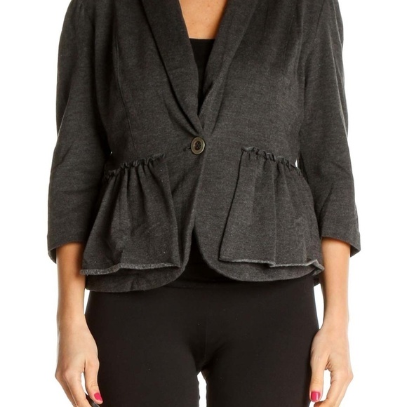 NEW with Tags Cynthia Rowley Jacket Blazer Dark Grey Sz Large Minimalist Staple - Picture 1 of 6